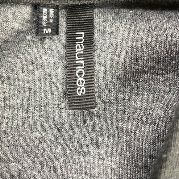 Maurices Black Cardigan Cover Up Sweater Blazer Jacket Medium Grey Rolled Sleeve - Picture 2 of 6